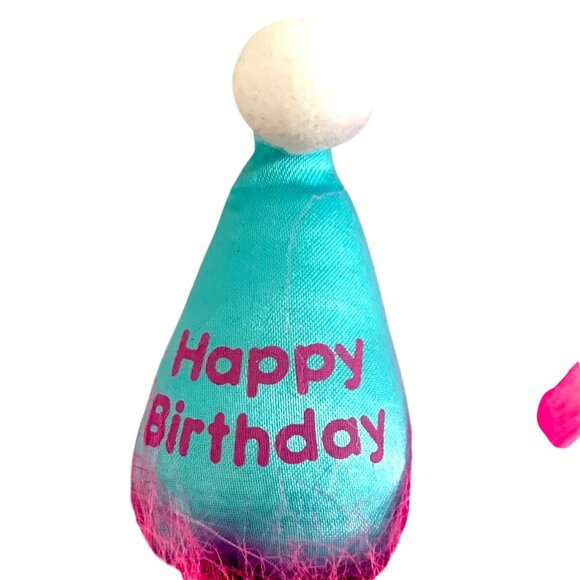 Vintage Russ Berrie Troll Doll Pink Hair Birthday Outfit Plush Body Plastic Face - Picture 5 of 10